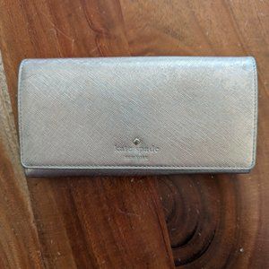 Kate Spade Foldover Wallet in Rose Gold Metallic